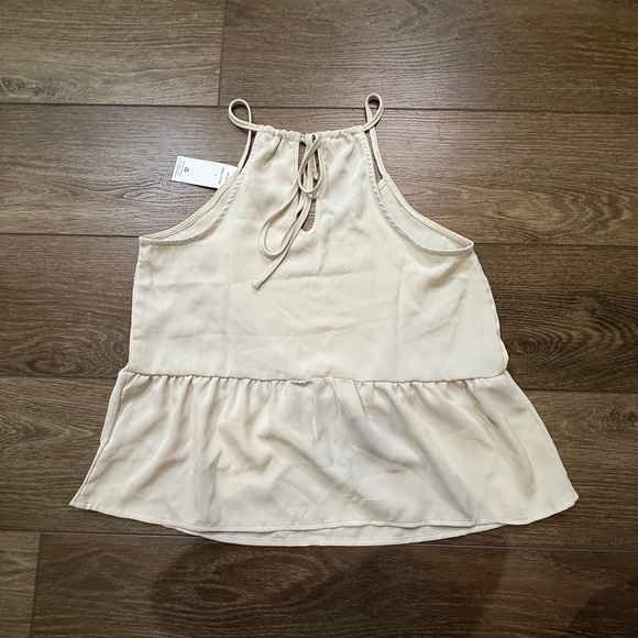 Olive + Oak Women's Cream Peplum Tank Size Small, NWT, Tie-Back, Blouse, Summer - Picture 5 of 9